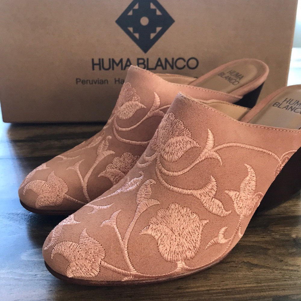 NBW Huma Blanco - pale pink embroidered mules